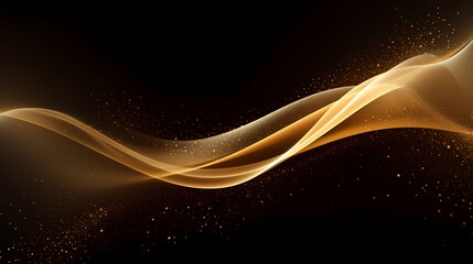 Wall Mural - Luxurious and futuristic golden empty stage, golden particles background in stage shape
