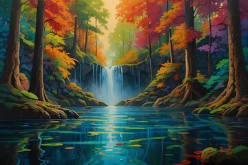 Wall Mural - waterfall in the forest