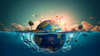 World Water Day background, concept of global warming and climate change