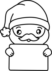 Wall Mural - Kawaii Santa clause line art for coloring book page