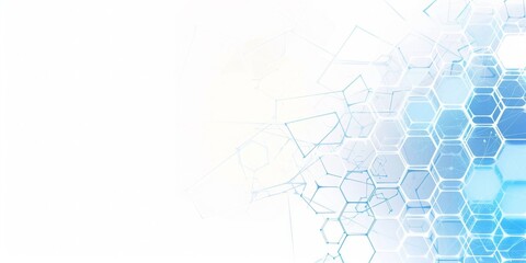 Aufkleber - A Minimalistic Geometric Array of Blue and White Hexagons Creating a Futuristic and Abstract Technology-Themed Background, Generative AI
