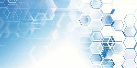 Aufkleber - A Minimalistic Geometric Array of Blue and White Hexagons Creating a Futuristic and Abstract Technology-Themed Background, Generative AI