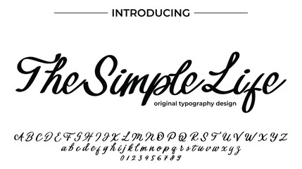 The Simple Life. Handdrawn calligraphic vector font for hand drawn messages. Modern gentle calligraphy