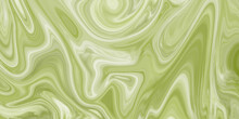 Abstract Fluid Art Background Light Green And Olive Colors. Artistic Style Liquid Marble Texture For Background. Abstract Horizontal Marble Background Pattern Can Used For Wallpaper.or Skin Wall Tile.