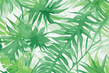 Fototapeta  - Seamless tropical pattern with bright exotic foliage on white background. Vector illustration.