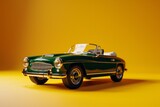 Fototapeta Nowy Jork - Green Toy Convertible, on an Isolated Yellow Background, Generative AI