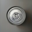 An empty can with a silver lid', embodying hyperrealism, a constructed surface, and flatness of surface.