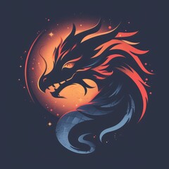 Canvas Print - flat logo of Vector dragon illustration vector