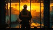 Silhouette People heavy industrial sector construction worker,