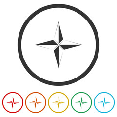 Poster - Wind rose compass icon. Set icons in color circle buttons