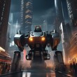 Robotic uprising, Rebellion of sentient machines rising up against their human creators amidst a futuristic cityscape3