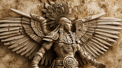 Wall Mural - The Mayan representation of angels is that of otherworldly beings with elongated limbs and intricate tattoos covering their bodies.