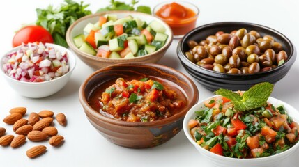 Sticker - iftar dishes on a white background