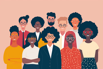 Wall Mural - Multi cultural and multi ethnical people standing together isolated in copy space flat background, young people are standing next to each other, Global people diversity concept art, People matters