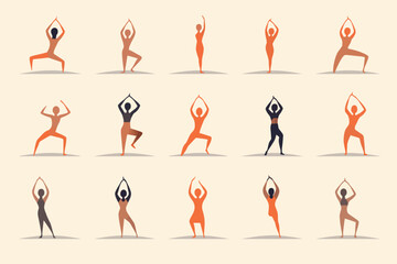 Wall Mural - a woman doing yoga poses in various poses