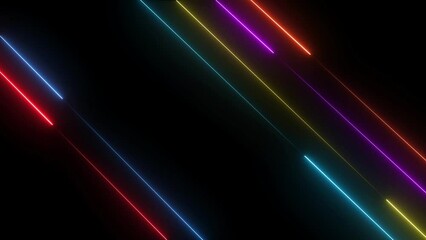 Wall Mural - Abstract moving neon geometric stripes line animation 4k.