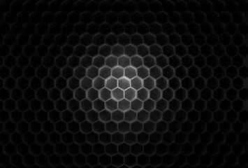 Fototapete - Technology or Science Abstract Blue Hexagonal Grid Background. Chemical Network. Nanomaterials Nanotechnology Concept. Cyberpunk Style Futuristic Hexagon Grid Game Backdrop. Vector.