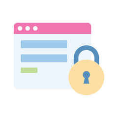 Wall Mural - padlock with webpage denoting website protection icon