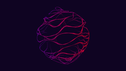 Aufkleber - Abstract Organic Wavy Lines 3D Sphere. Vector Illustration.