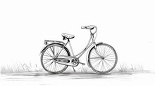 A Minimalist Line Drawing Of A Bicycle In Black And White