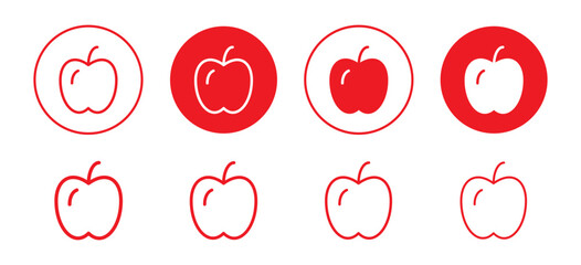 Wall Mural - Apple vector icon set collection. Apple Outline flat Icon.