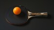 © Zahid - table tennis racket with orange ball on black table. black background. black tones