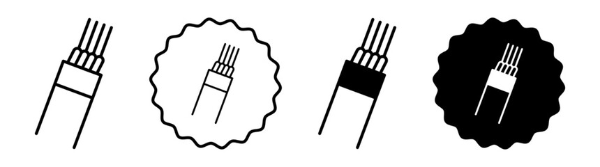 Wall Mural - Electric cable set in black and white color. Electric cable simple flat icon vector