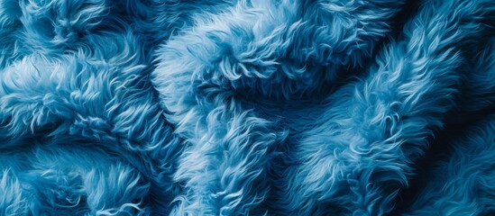 Wall Mural - Close-up texture of fluffy blue fabric for furniture material.