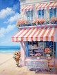 French Patisserie Storefronts: Charming Seaside Sweet Shop Beach Painting