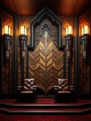 Wall Mural - Luxurious Art Deco Theaters Rustic Wall Decor: Classic Cinema Style at its Finest