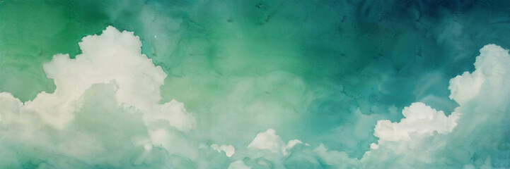 Wall Mural - Abstract green clouds on the sky texture background wallpaper