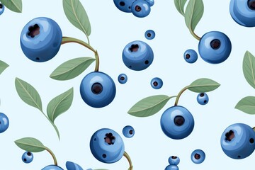 Wall Mural - Blueberry pattern on light background