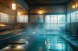 © LivroomStudio - Japanese onsen ryokan. Japanese open-air baths using hot water from geothermally heated springs. Tradaitonal style architecture ryokan