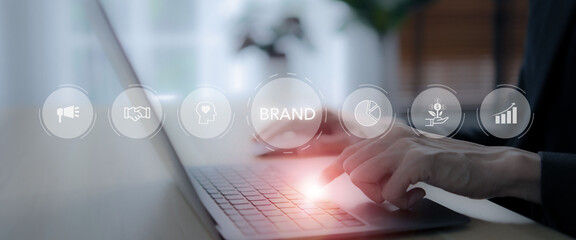 Wall Mural - brand management concept. creating, developing and maintaining a brand's identity and market reputat