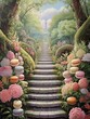 Pastel Parisian Macaron Towers: Pathway Scenic Garden Tea Party Wonderland