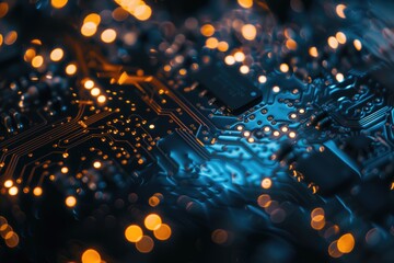 Abstract digital background of a network of digital circuits and connections,