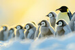 Group of penguins standing in snow. Perfect for nature or wildlife-related projects