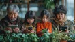 © arti om - Addiction by gadget dependency with a photo of family members sitting together but absorbed in their own devices, symbolizing the breakdown of face-to-face communication.