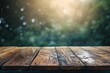 Empty Wooden Table Top for Product Display with Rain bokeh Background