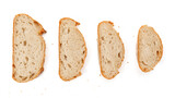 Fototapeta Tęcza - Kromki wypieczonego chleba na białym wyizolowanym tle