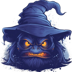 Wall Mural - Witch face monster character design for t-shirt, transparent background, Ai generated Images