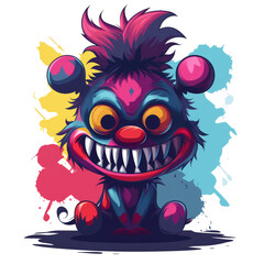 Sticker - Clown monster character design for t-shirt, transparent background, Ai generated Images