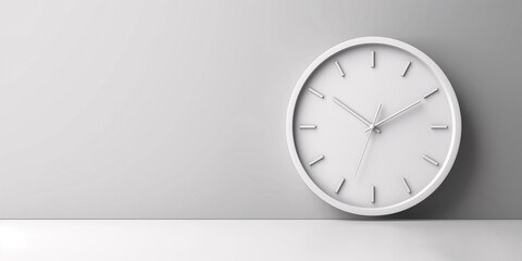 White simple clock on a light background, copy space