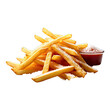 Delicious crispy and golden Salted Potato French fries, potato fast-food fry,  one french fry, single french fry, pickles, ketchup  Transparent PNG