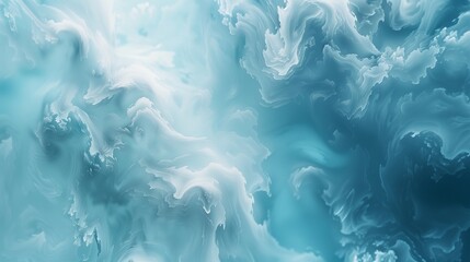 A serene, abstract fluid backdrop blending sky blue and soft white, reminiscent of a peaceful, cloudy sky.