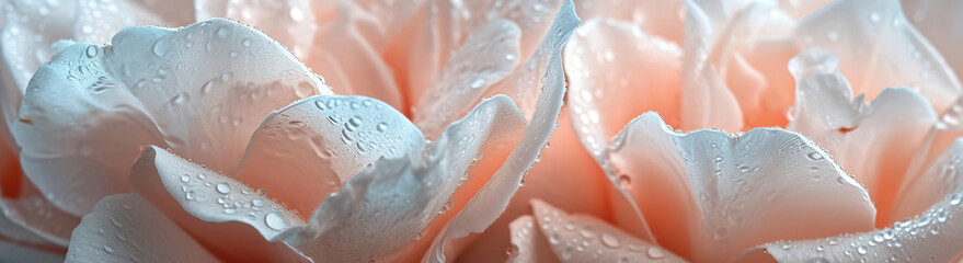 Wall Mural - Blooming Beauty: A Macro Rose Blossom with Dew Drops on Pastel Background