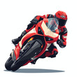 Flat vector style of motorcycle race cornering.