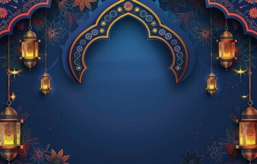 Ramadan Mubarak background With islamic frame and mandla