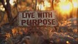 Motivational quote  live with purpose  on abstract blurred background, success concept.