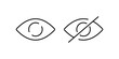 Eye icons. Viewing allowed and prohibited icons. Linear style